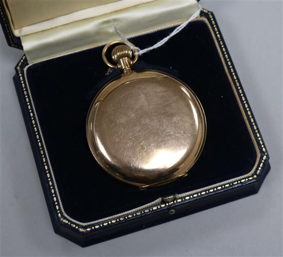 A gold plated quarter repeating hunter pocket watch.